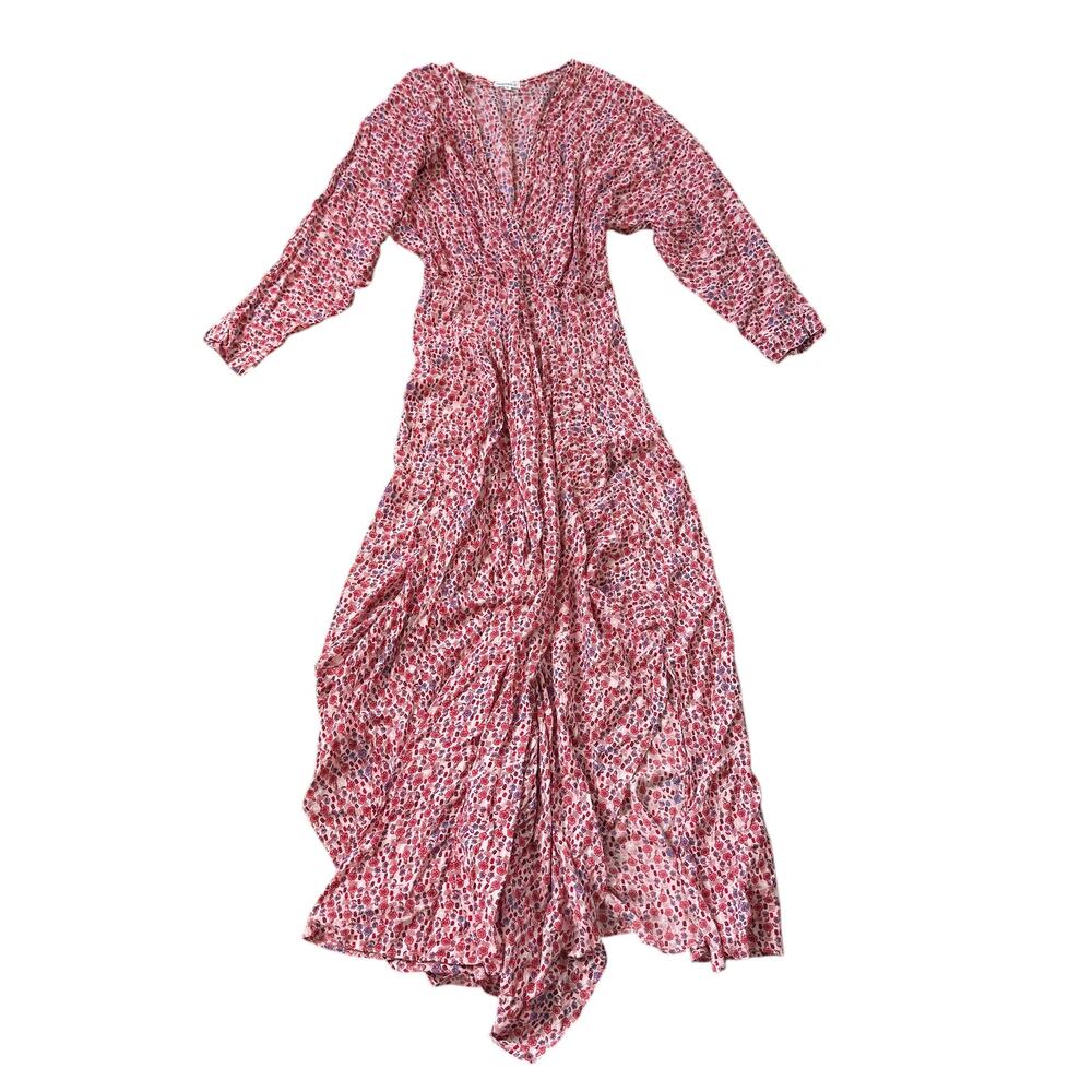 Poupette St Barth Surplice Crossover Maxi Dress Red Purple Floral